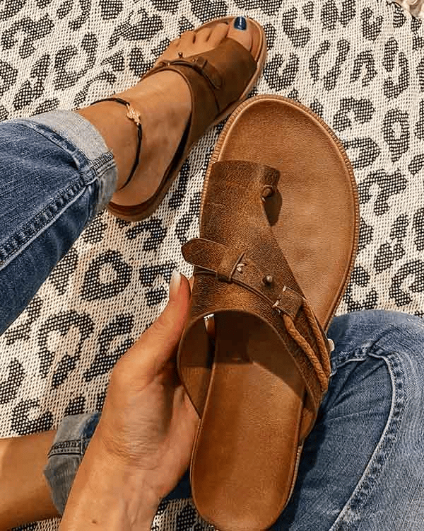 Esmee | Women's Boho Studded Toe-Ring Slide Sandals