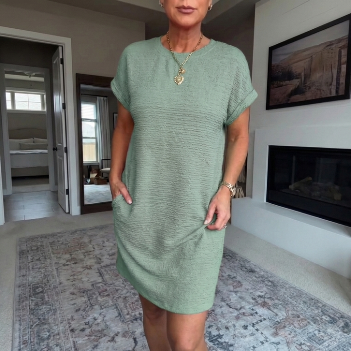 Nadélle | Women's Relaxed-Fit Round-Neck Midi Dress