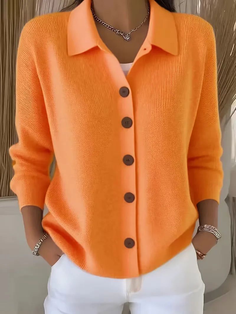 Mila | V-Neck Button-Front Cardigan with Oversized Buttons for Women