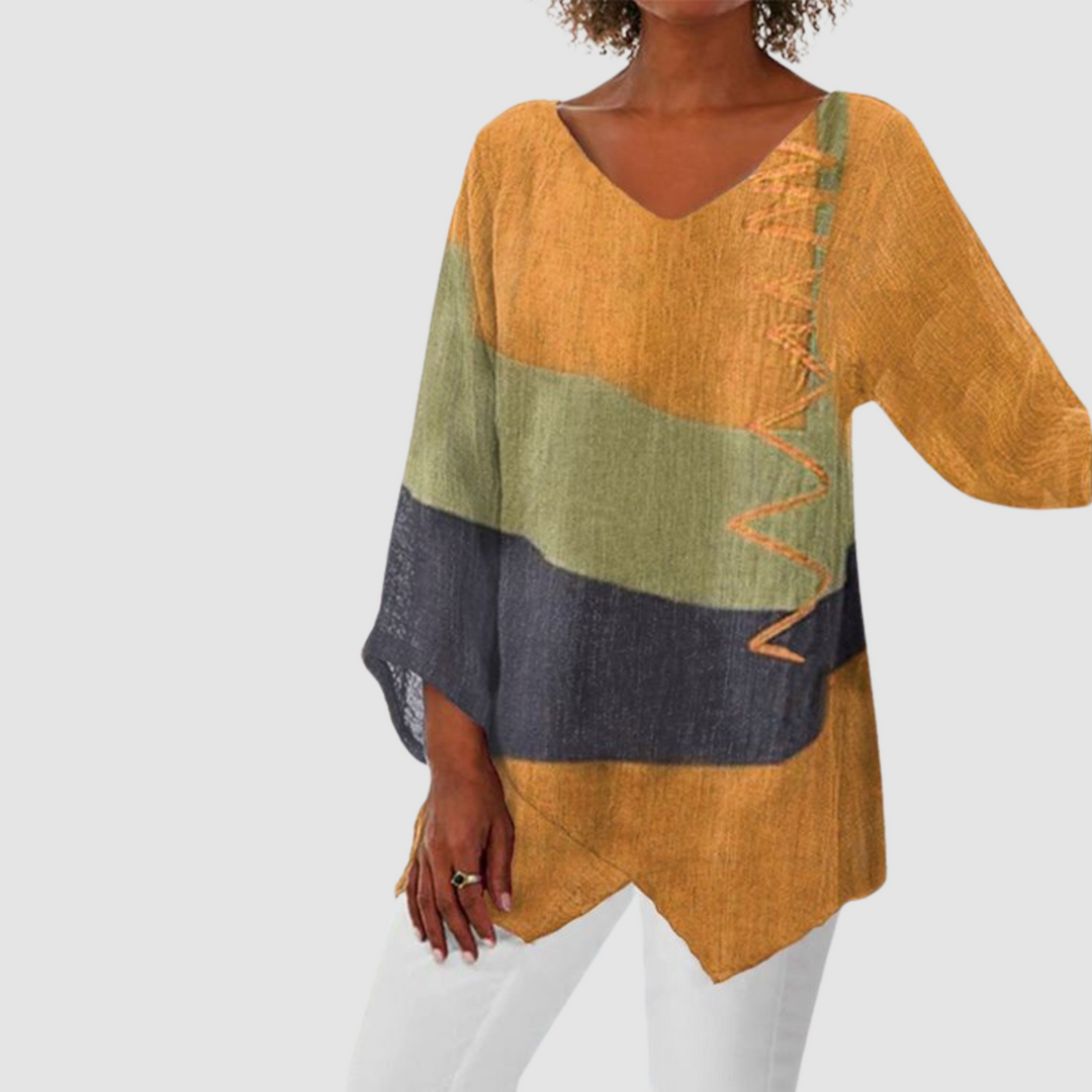 Hanne | Women's Relaxed-Fit Blouse V-Neck Long Sleeve – Casual Outings