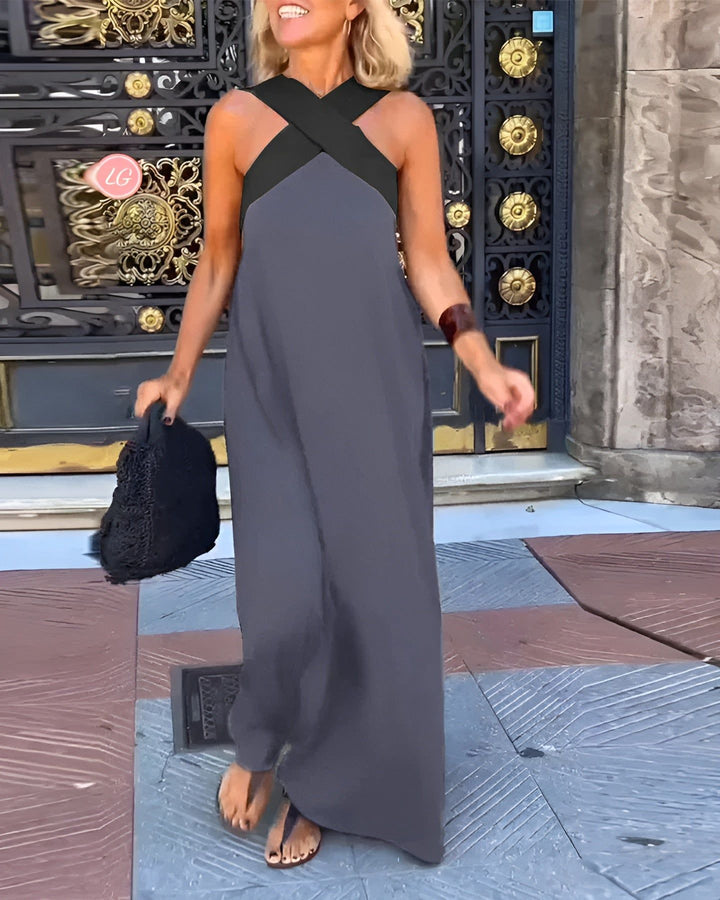 Alma | Women's Wrap Front Maxi Dress with V-Neck Design