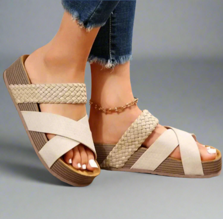 Esther | Women's Slip-On Open-Toe Platform Sandals – Beach Vacation