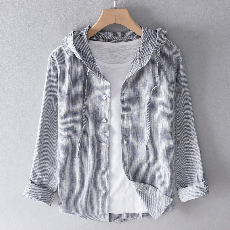 Nova | Women's Hooded Striped Shirt with Button Front