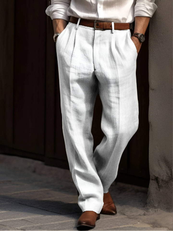 Joris | Men's Pleated Wide Leg Trousers with Elastic Waistband