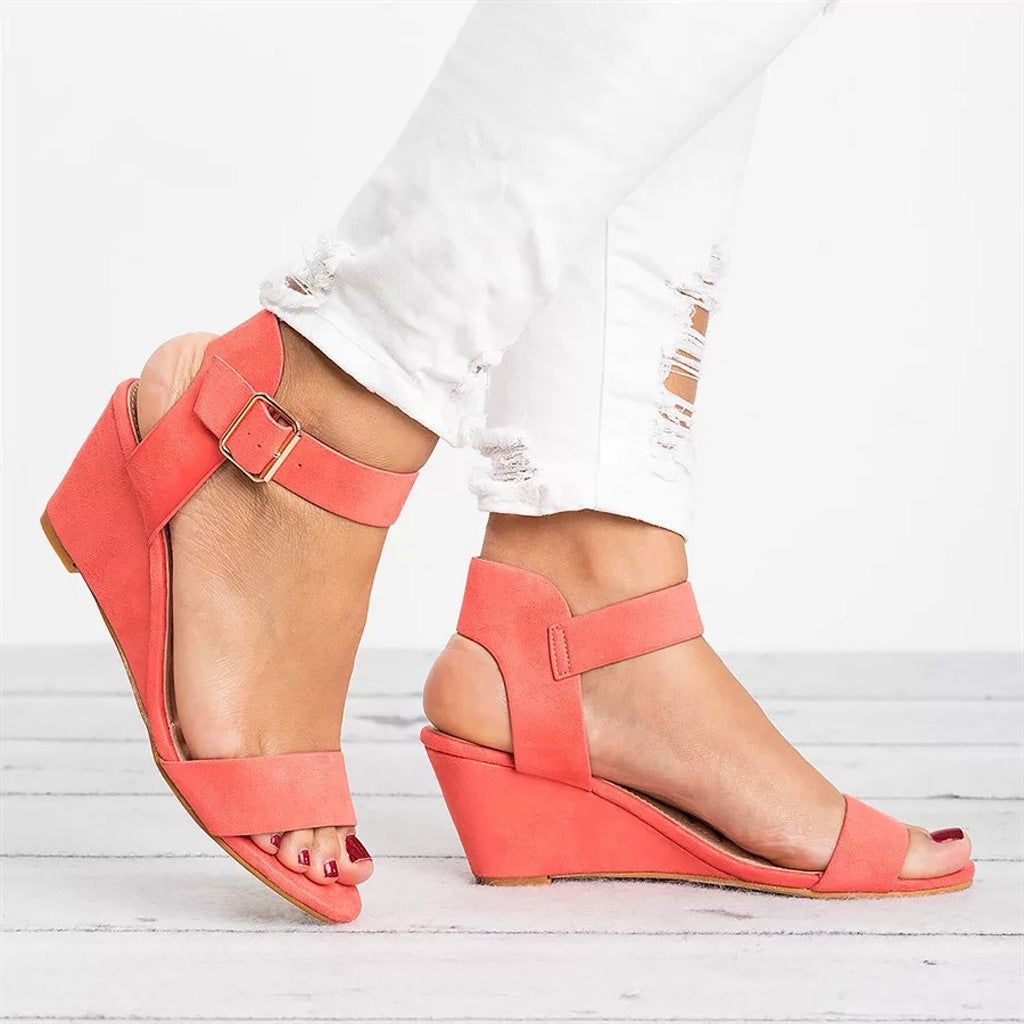 Madeleine | Women's Wedge Sandals Open-Toe Ankle Strap