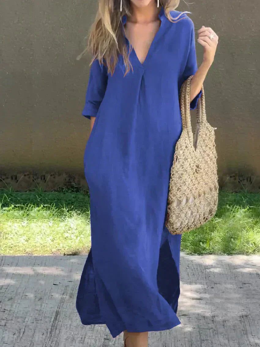 Charlotte | Women's V-Neck Maxi Dress – Summer Daytime Wear