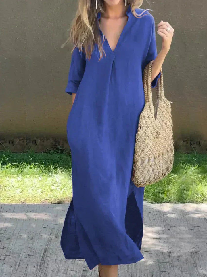 Charlotte | Women's V-Neck Maxi Dress – Summer Daytime Wear