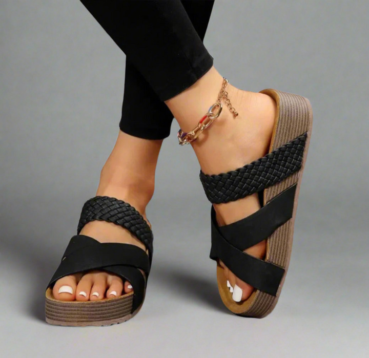 Esther | Women's Slip-On Open-Toe Platform Sandals – Beach Vacation