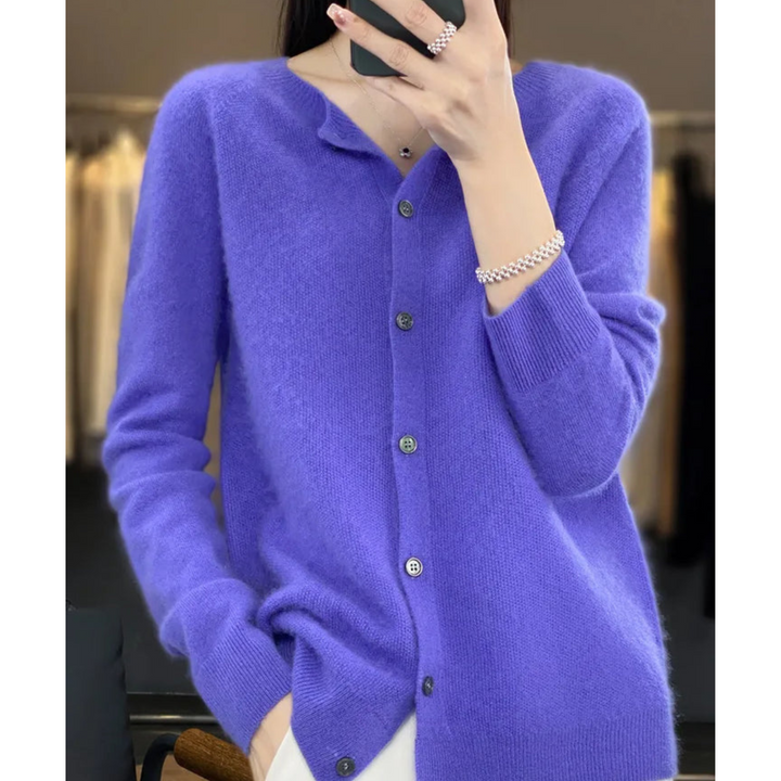 Solveig | Button-Front V-Neck Ribbed Cardigan for Women