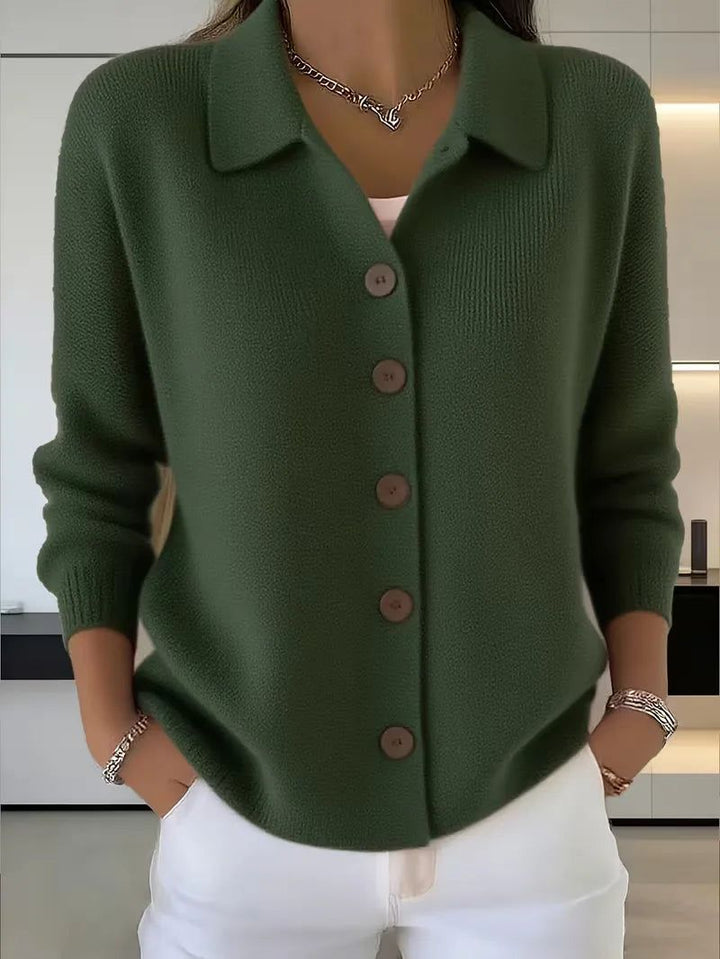 Mila | V-Neck Button-Front Cardigan with Oversized Buttons for Women