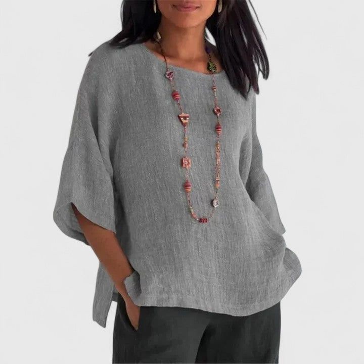 Selene | Women's Relaxed-Fit Blouse with Round Neck