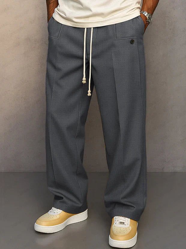 Niklas | Men's Tapered Drawstring Trousers with Front Crease