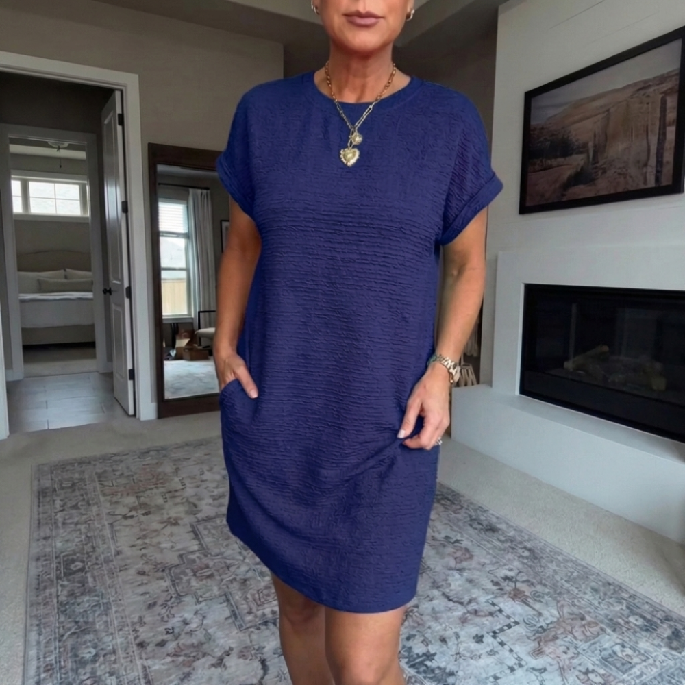 Nadélle | Women's Relaxed-Fit Round-Neck Midi Dress