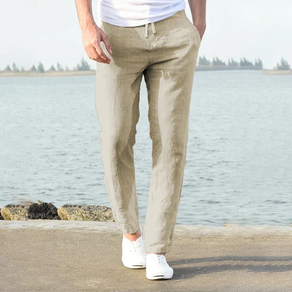 Kai | Men's Straight-Leg Summer Trousers with Drawstring Waist