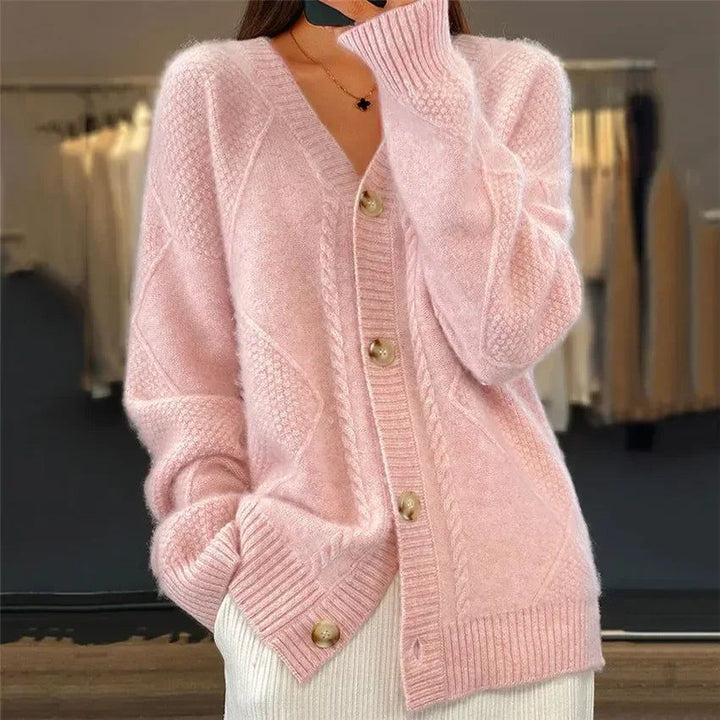 Ophira | Button-Front Ribbed Knit Cardigan with Long Sleeves