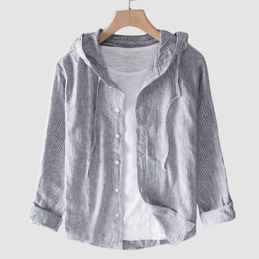 Gerda | Women's Hooded Blouse Button Front Relaxed-Fit