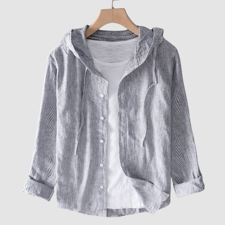Gerda | Women's Hooded Blouse Button Front Relaxed-Fit