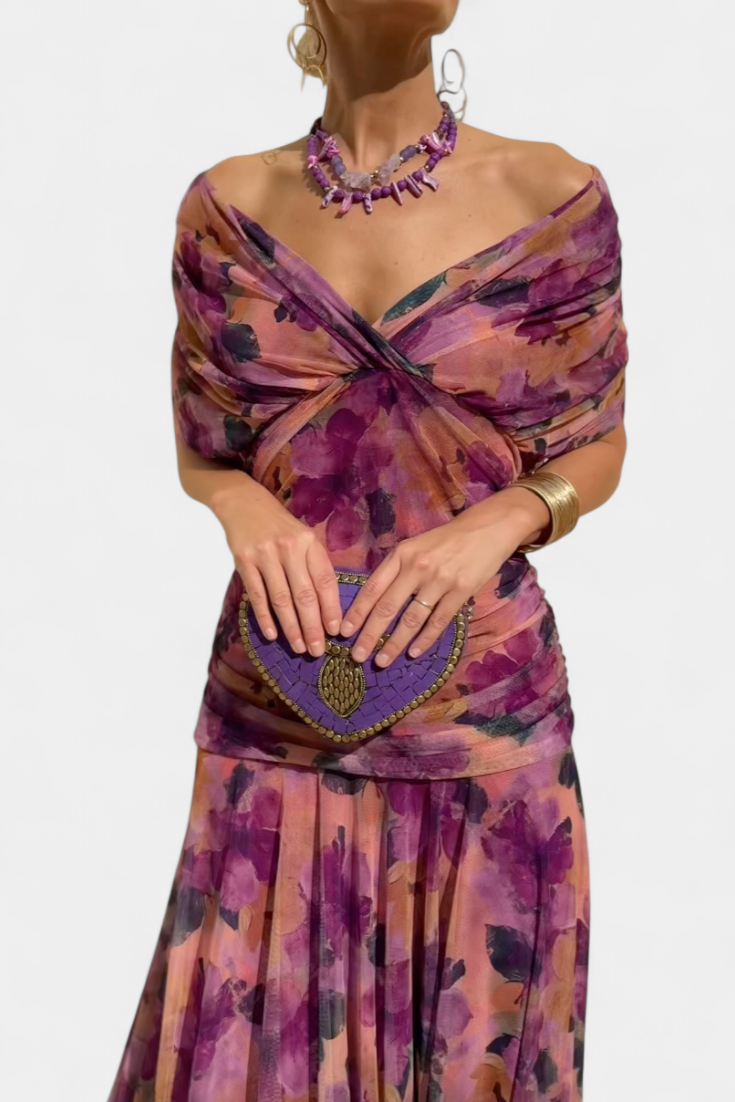 Odalys | Women's V-Neck Maxi Dress Floral Print – Wedding Guest