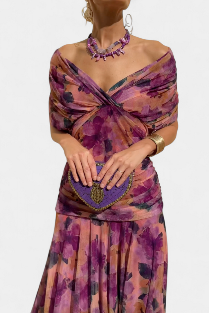 Odalys | Women's V-Neck Maxi Dress Floral Print – Wedding Guest