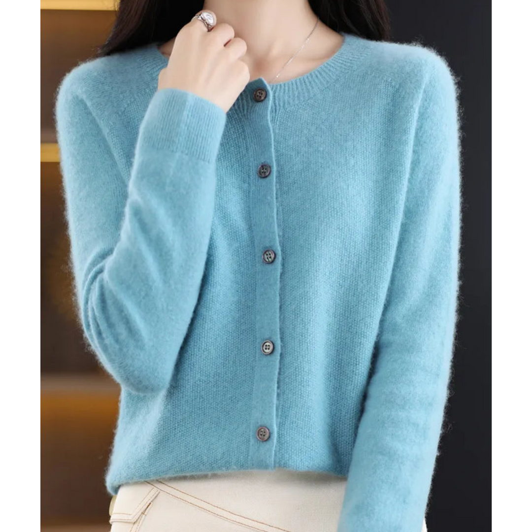 Solveig | Button-Front V-Neck Ribbed Cardigan for Women