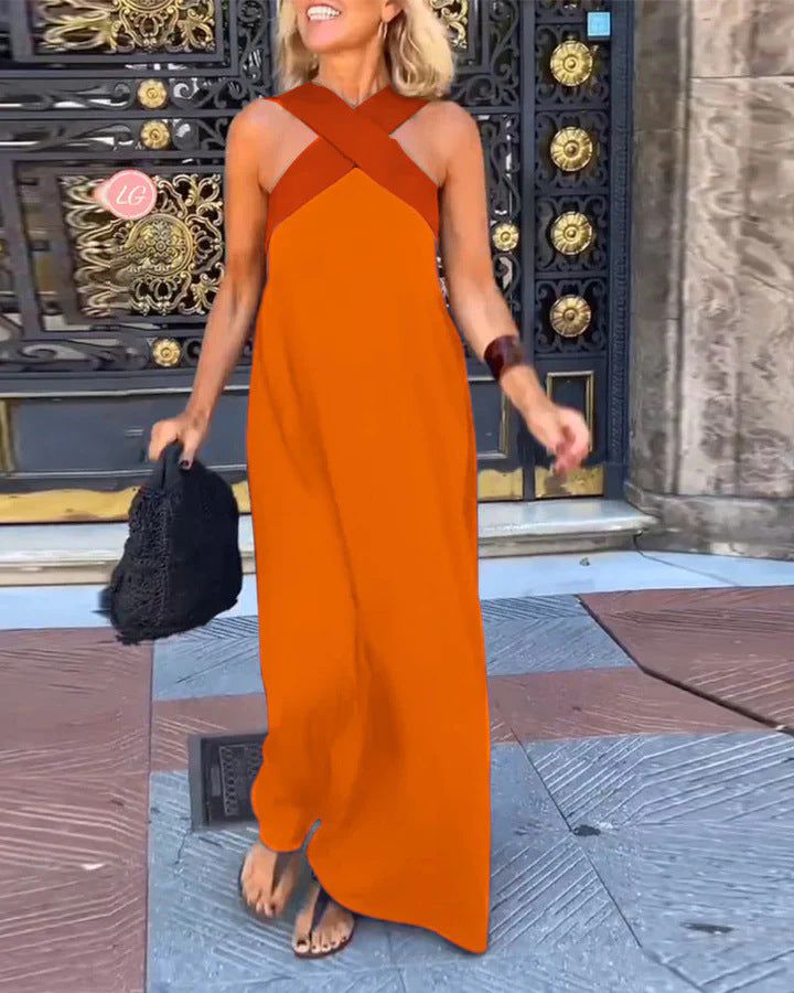 Alma | Women's Wrap Front Maxi Dress with V-Neck Design