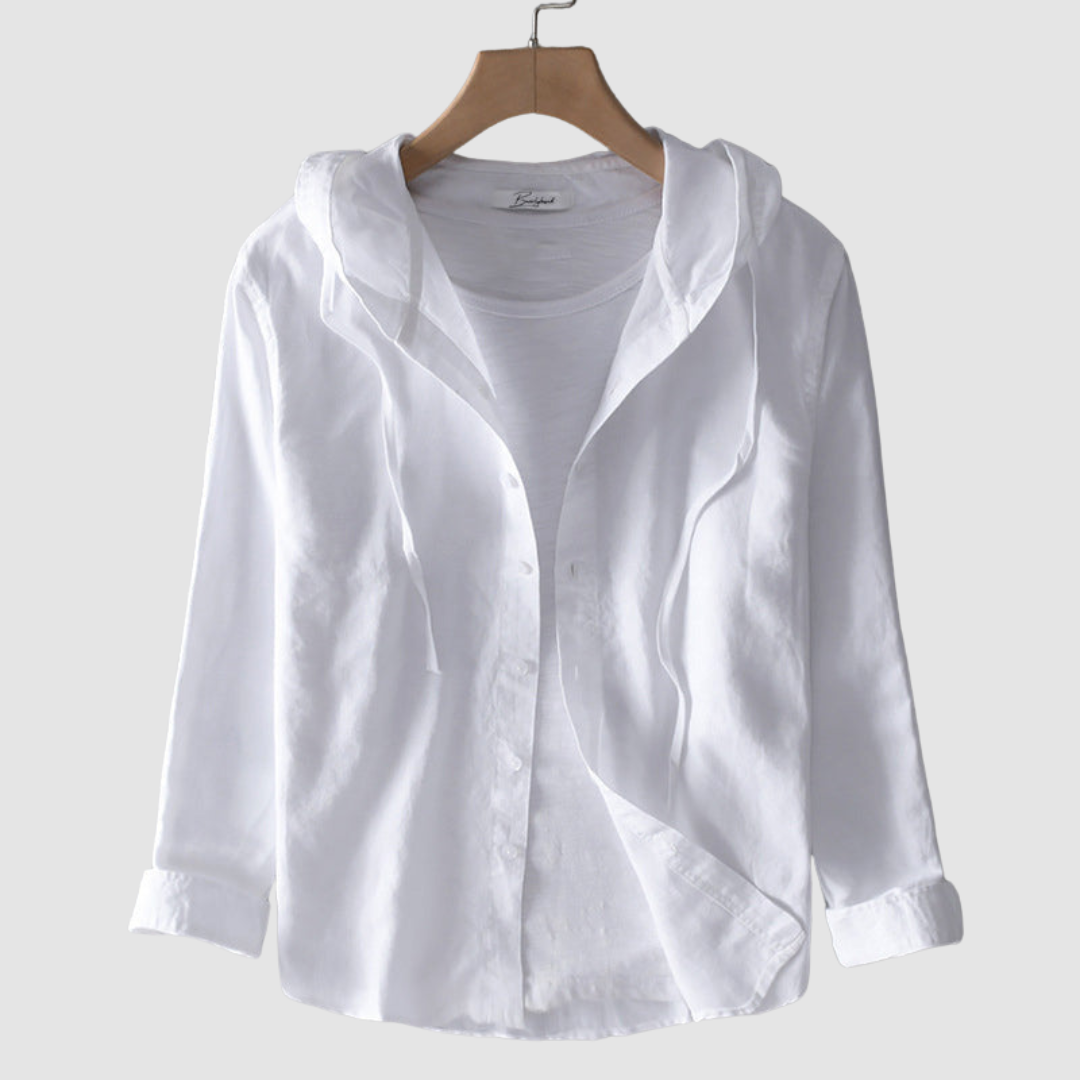Gerda | Women's Hooded Blouse Button Front Relaxed-Fit
