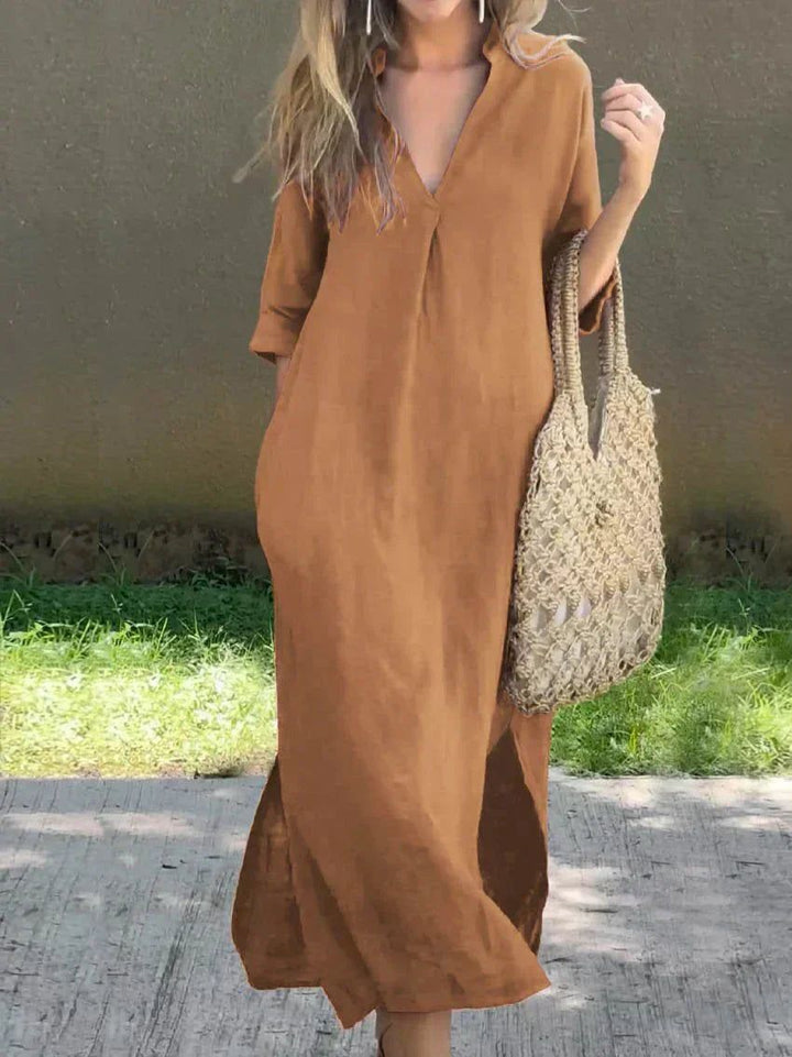 Charlotte | Women's V-Neck Maxi Dress – Summer Daytime Wear