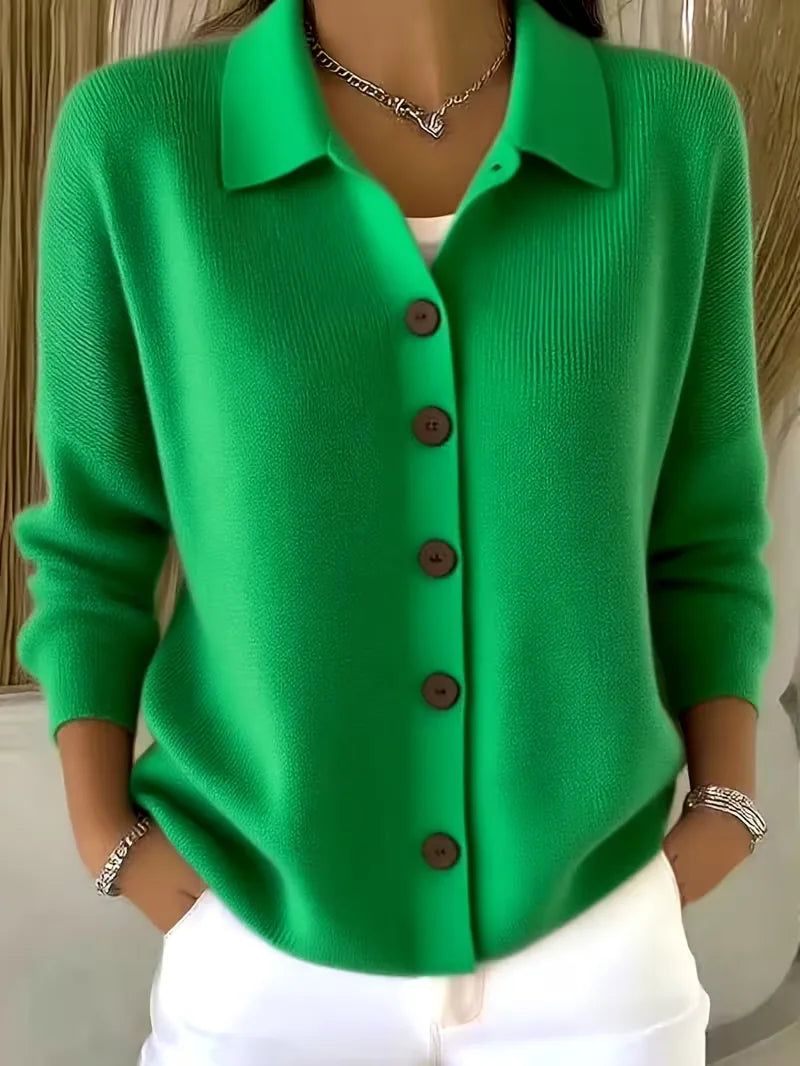 Mila | V-Neck Button-Front Cardigan with Oversized Buttons for Women