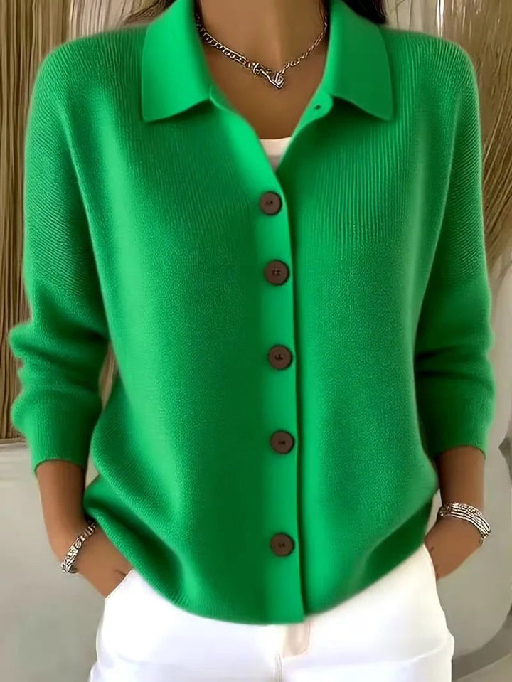 Mila | V-Neck Button-Front Cardigan with Oversized Buttons for Women