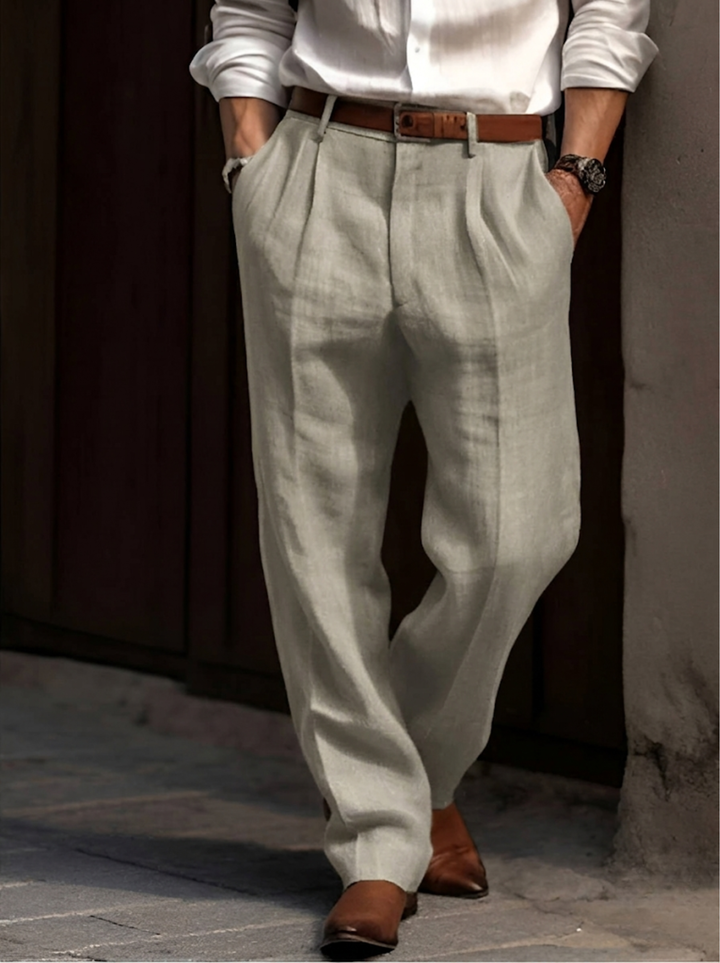 Joris | Men's Pleated Wide Leg Trousers with Elastic Waistband