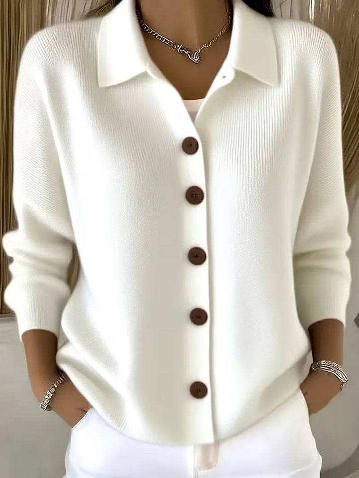 Mila | V-Neck Button-Front Cardigan with Oversized Buttons for Women