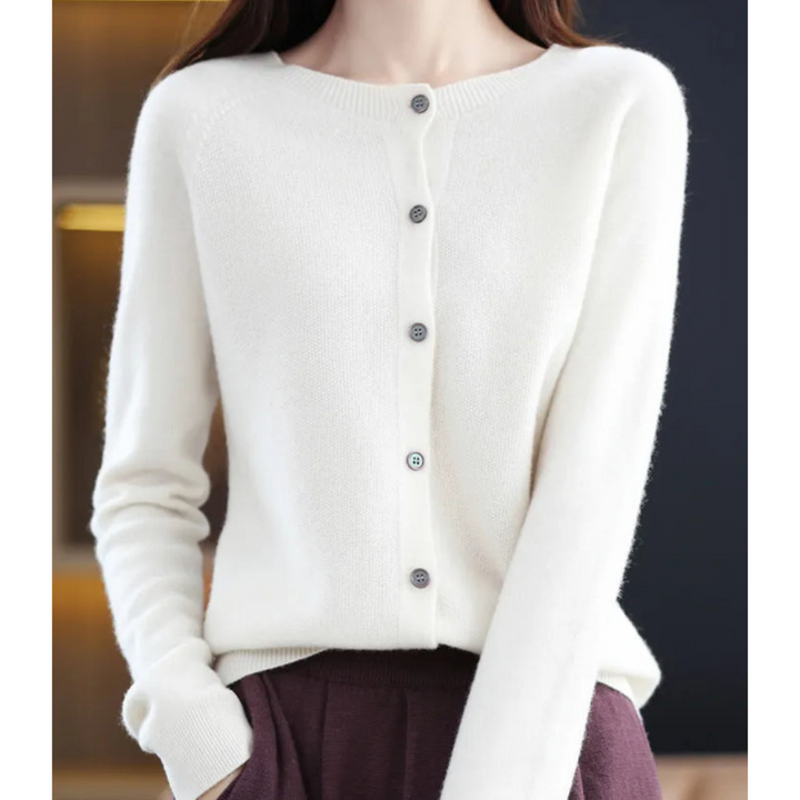 Solveig | Button-Front V-Neck Ribbed Cardigan for Women