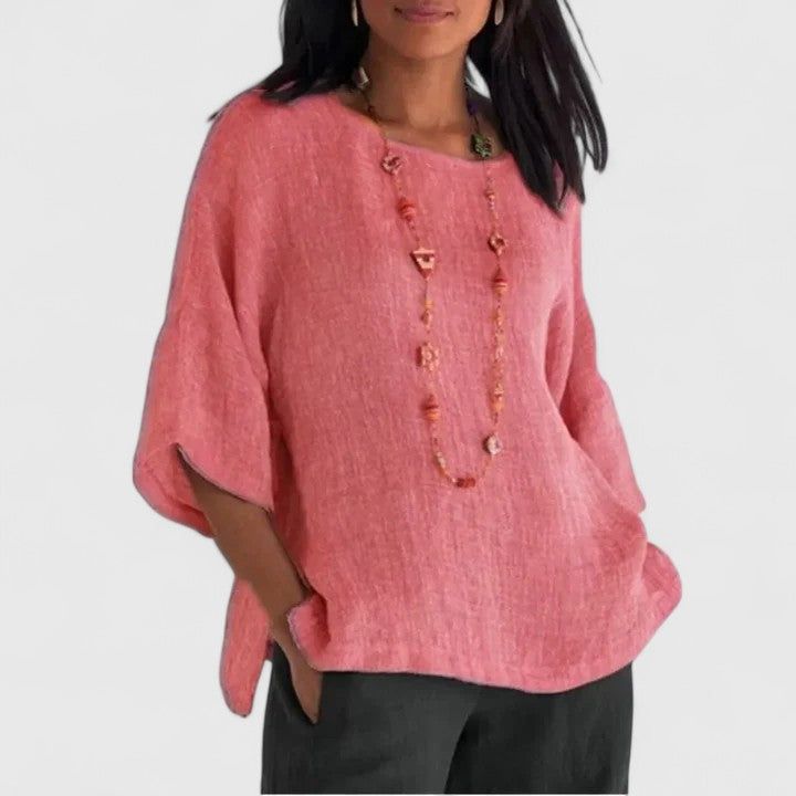 Selene | Women's Relaxed-Fit Blouse with Round Neck