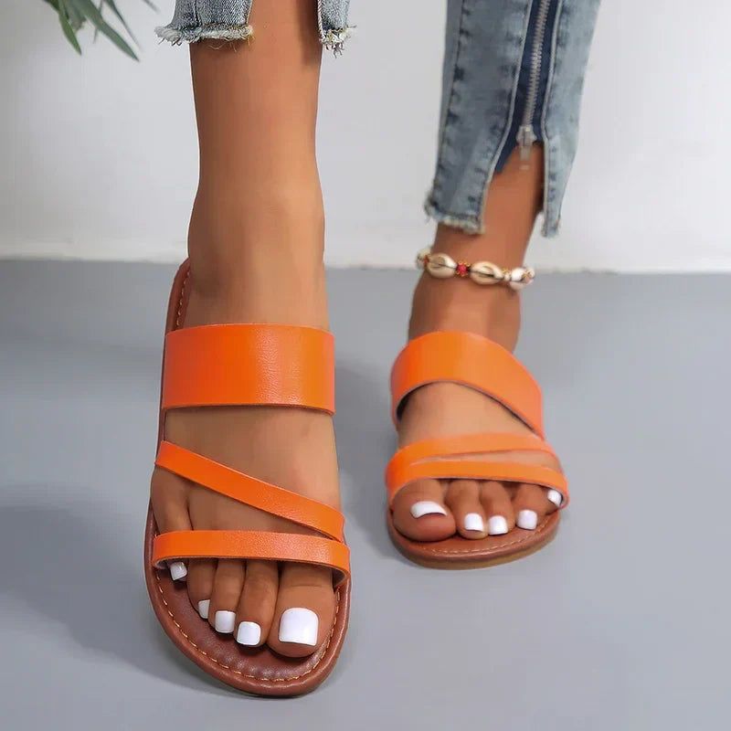 Elsa | Women's Open-Toe Flat Sandals – Weekend Errands