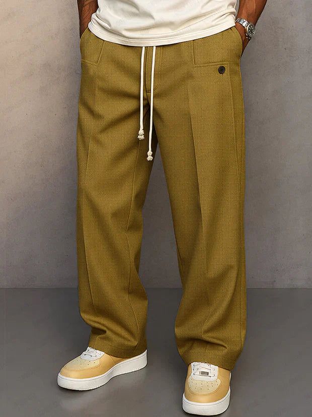 Niklas | Men's Tapered Drawstring Trousers with Front Crease