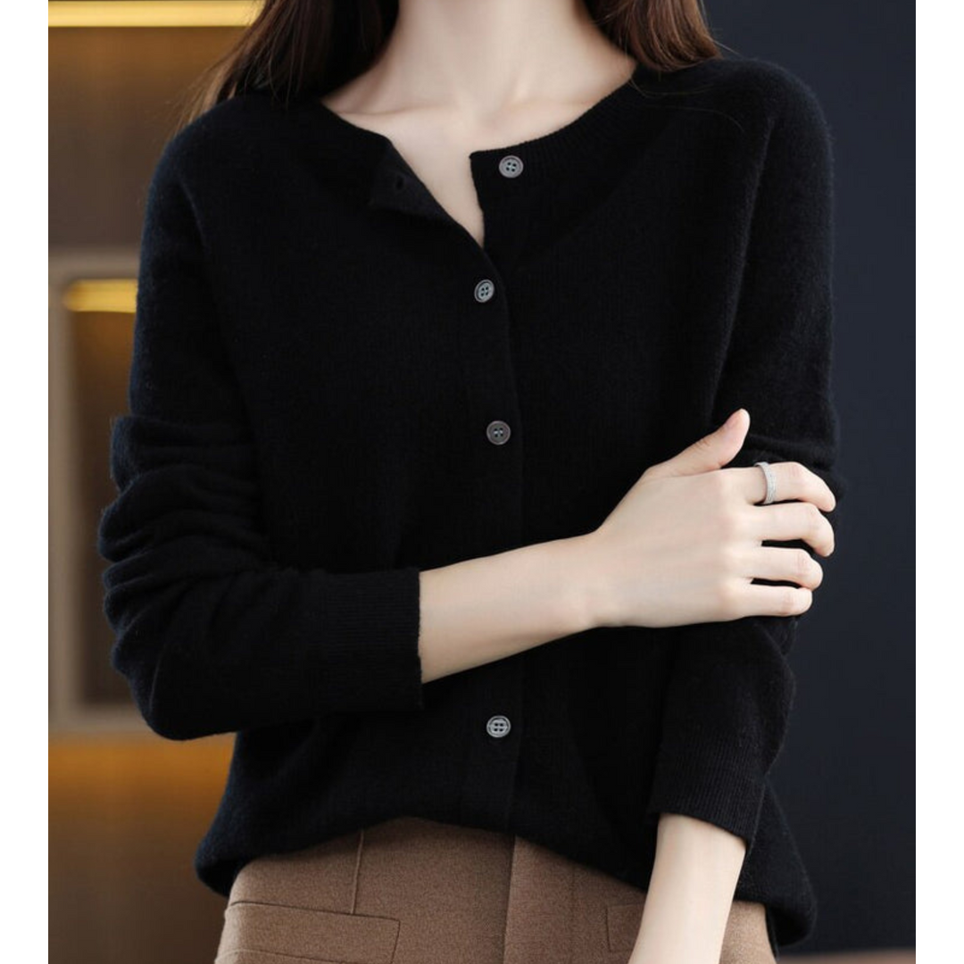 Solveig | Button-Front V-Neck Ribbed Cardigan for Women