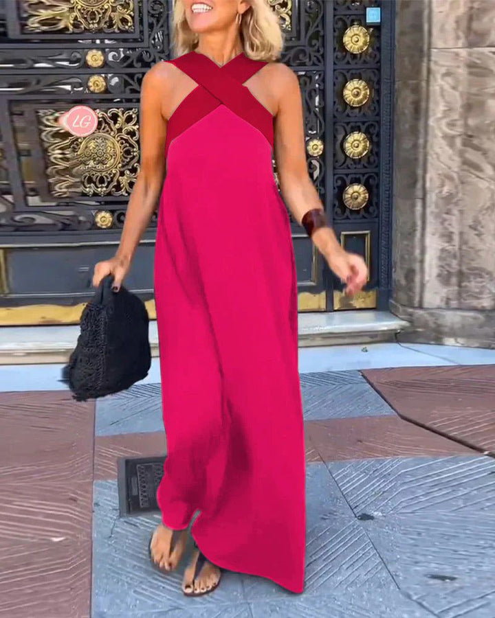Alma | Women's Wrap Front Maxi Dress with V-Neck Design