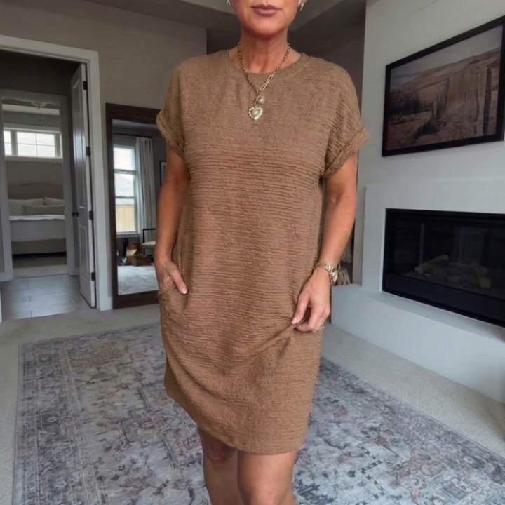 Nadélle | Women's Relaxed-Fit Round-Neck Midi Dress