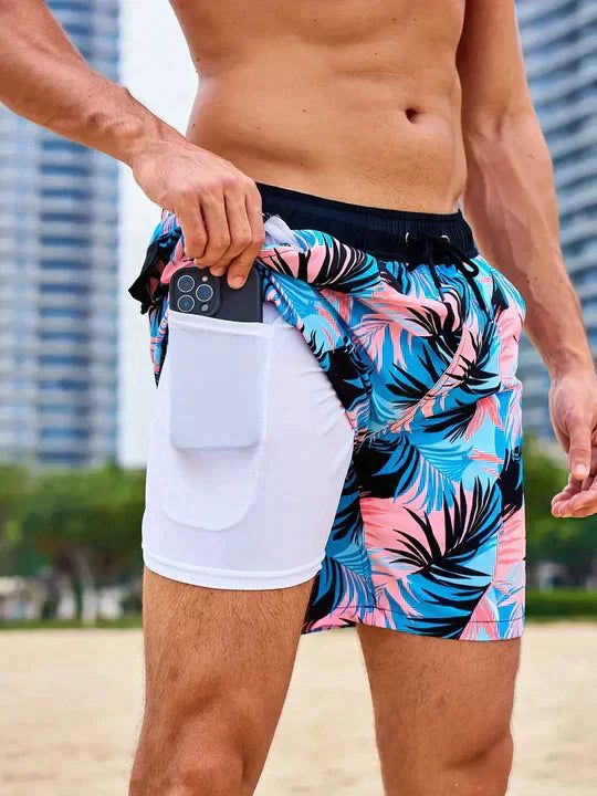 Mads | Men's Printed Compression-Lined Swim Shorts