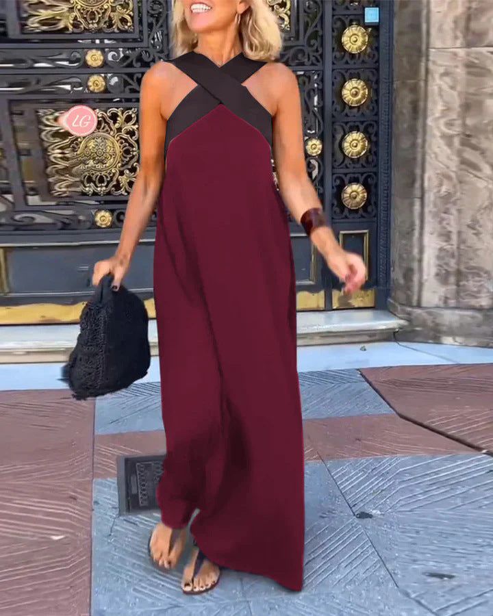 Alma | Women's Wrap Front Maxi Dress with V-Neck Design