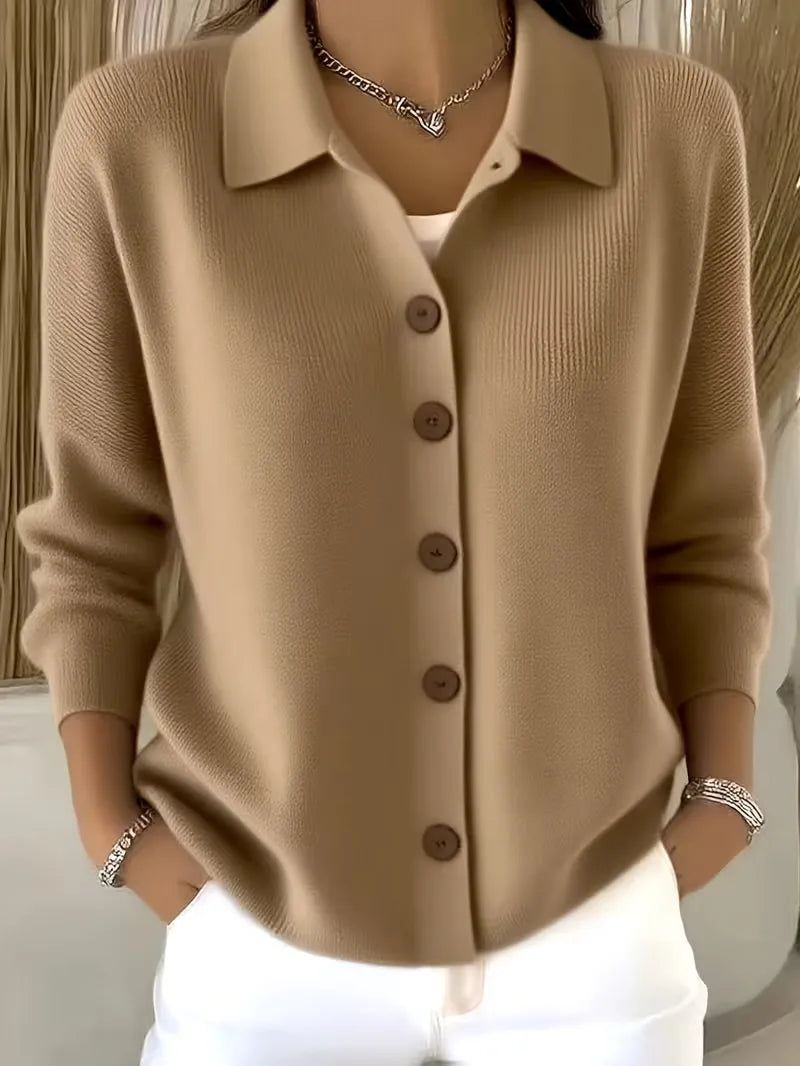 Mila | V-Neck Button-Front Cardigan with Oversized Buttons for Women