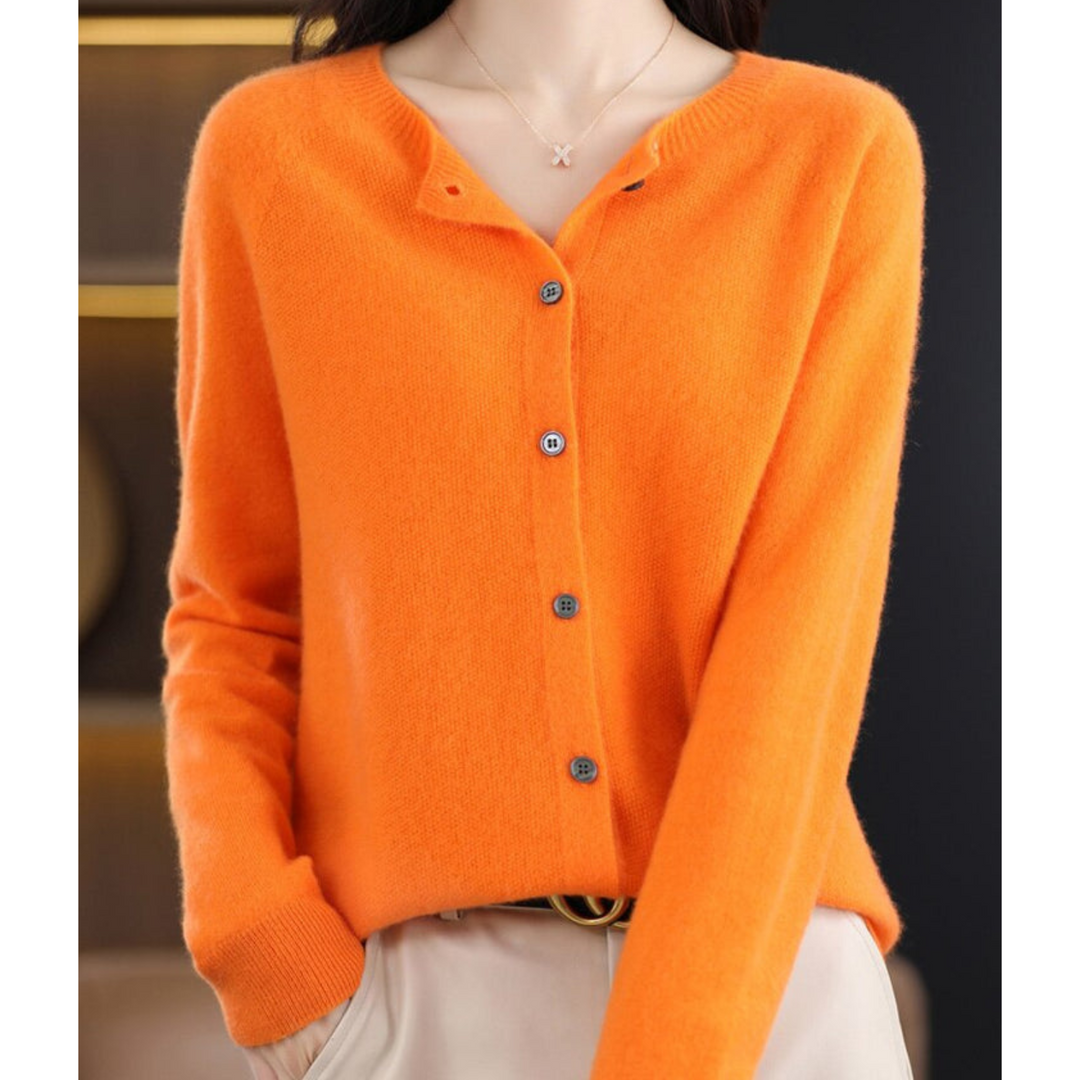 Solveig | Button-Front V-Neck Ribbed Cardigan for Women