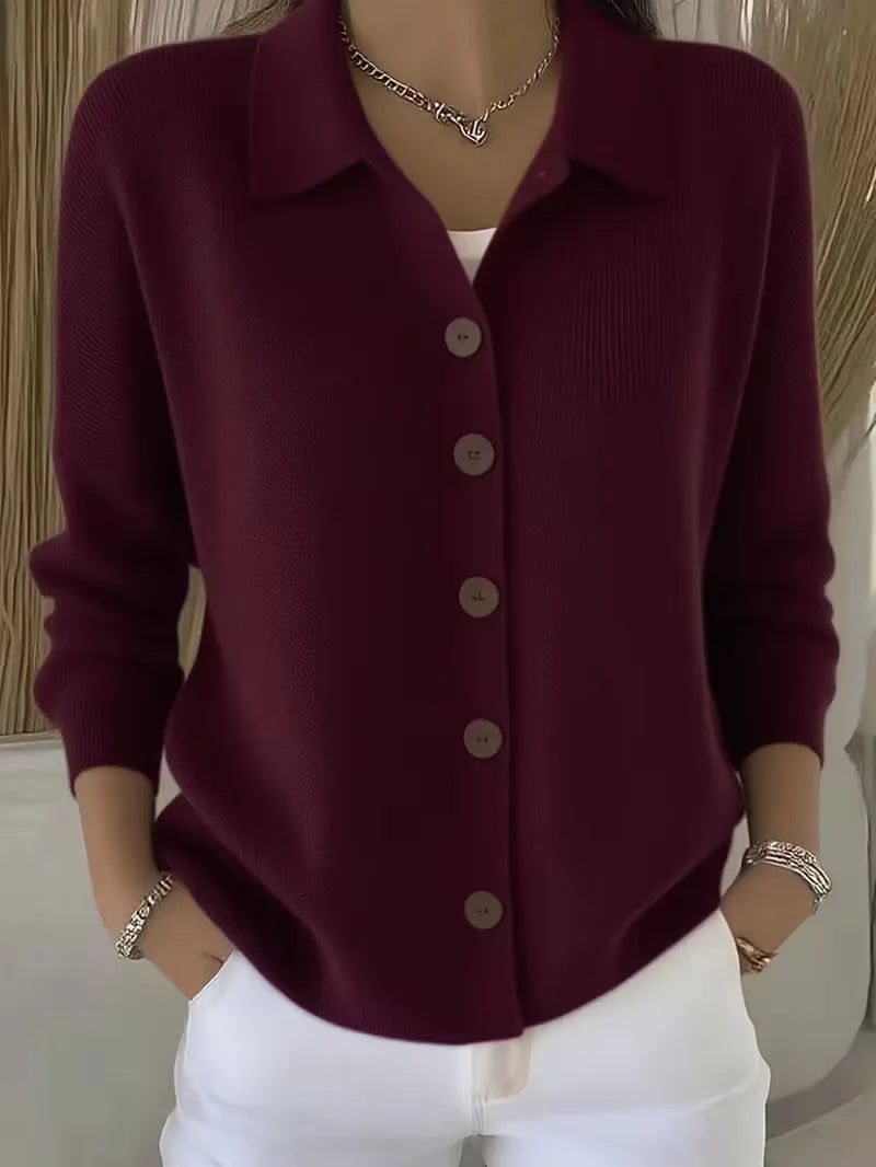 Mila | V-Neck Button-Front Cardigan with Oversized Buttons for Women