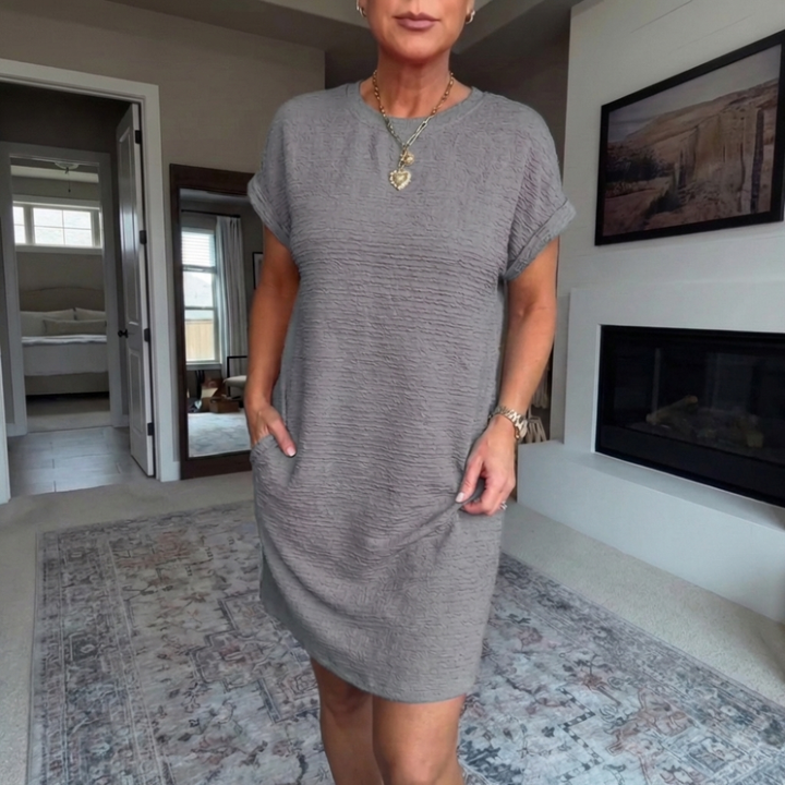 Nadélle | Women's Relaxed-Fit Round-Neck Midi Dress