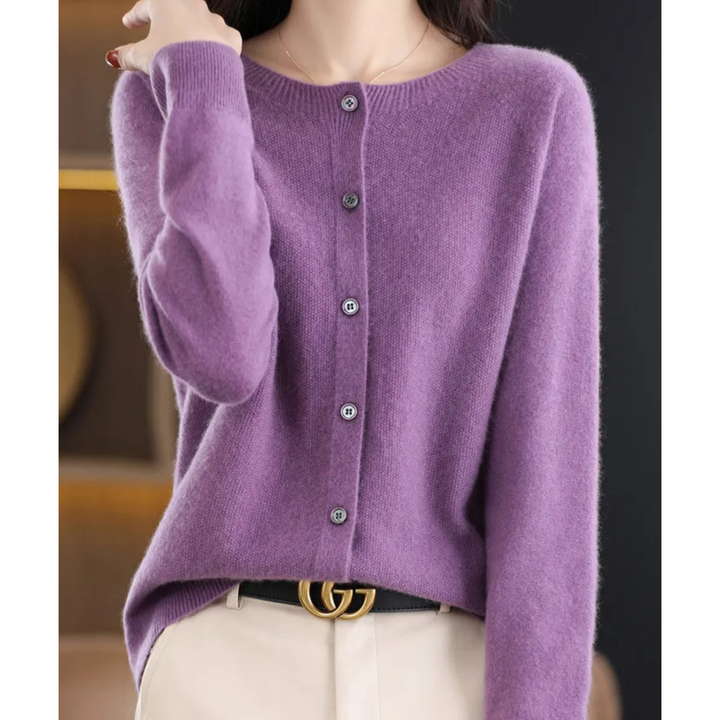 Solveig | Button-Front V-Neck Ribbed Cardigan for Women