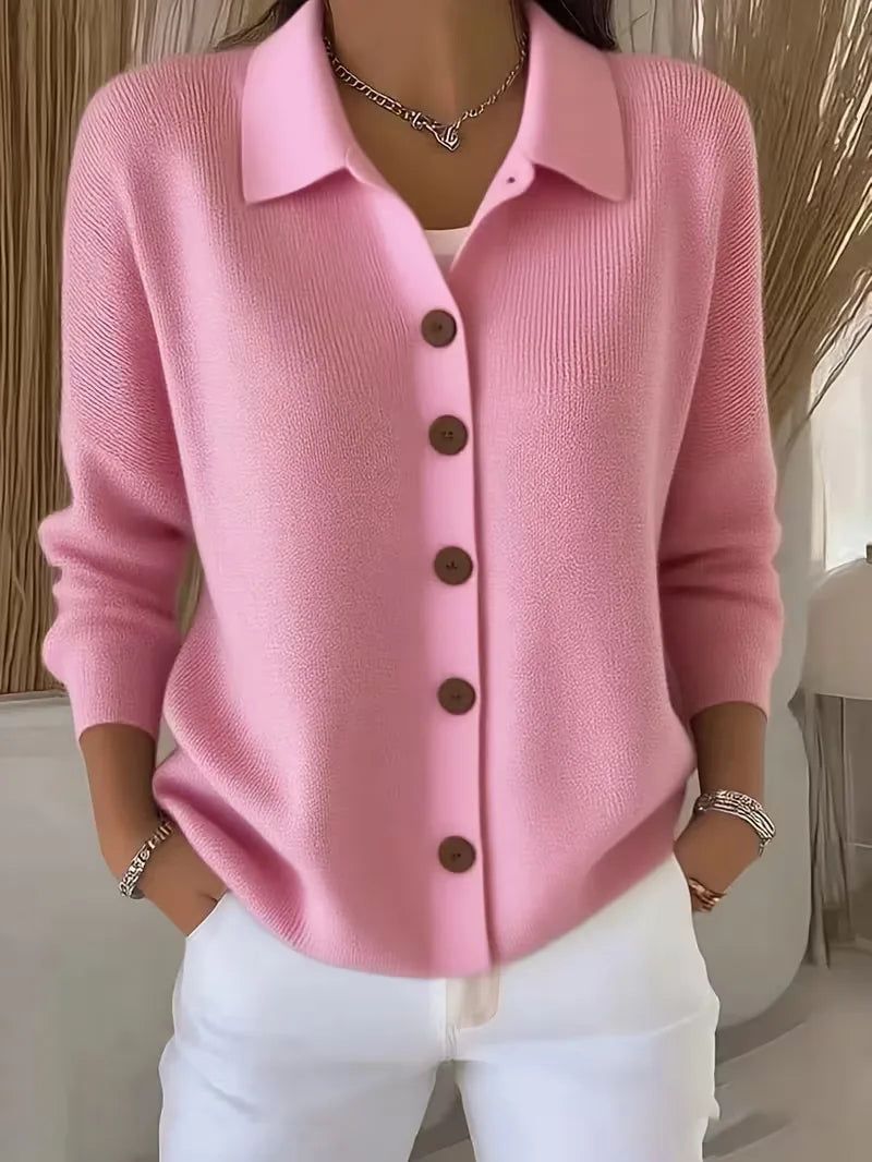 Mila | V-Neck Button-Front Cardigan with Oversized Buttons for Women