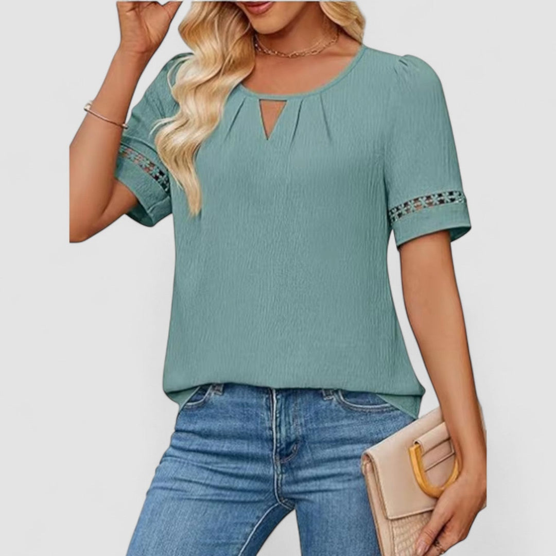 Liv Women's Blouse V-Neck Short Sleeve Casual Top