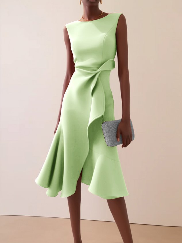 Nadalie | Women's Draped Asymmetric Midi Dress – Wedding Guest