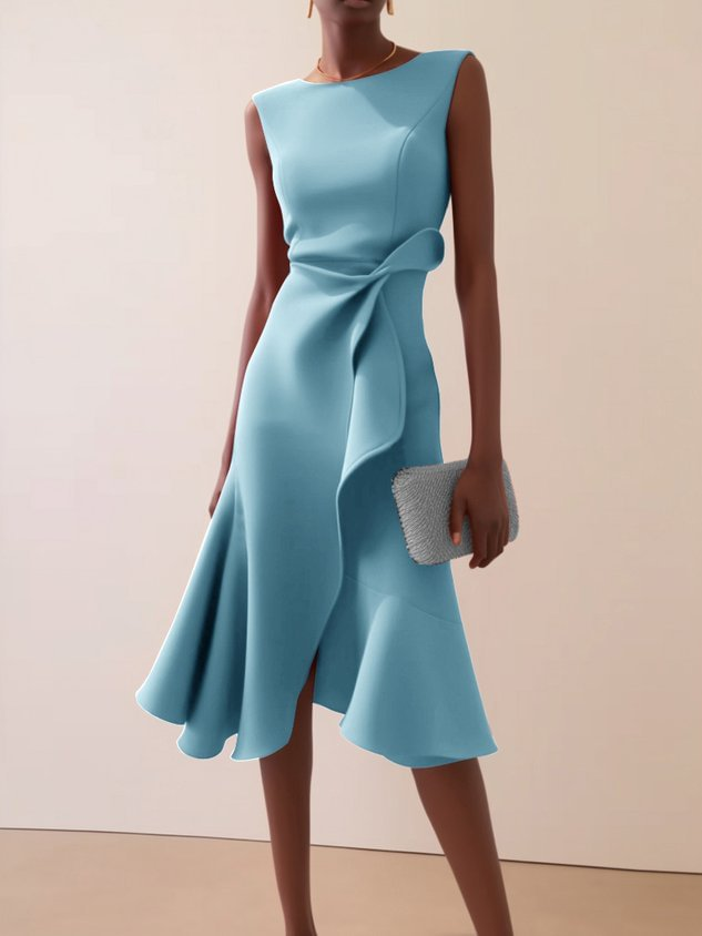 Nadalie | Women's Draped Asymmetric Midi Dress – Wedding Guest