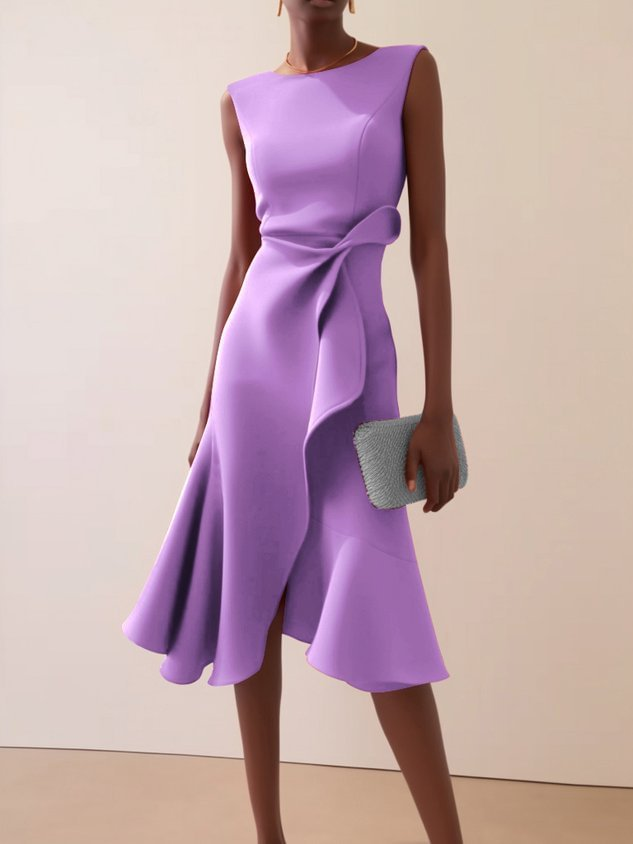 Nadalie | Women's Draped Asymmetric Midi Dress – Wedding Guest